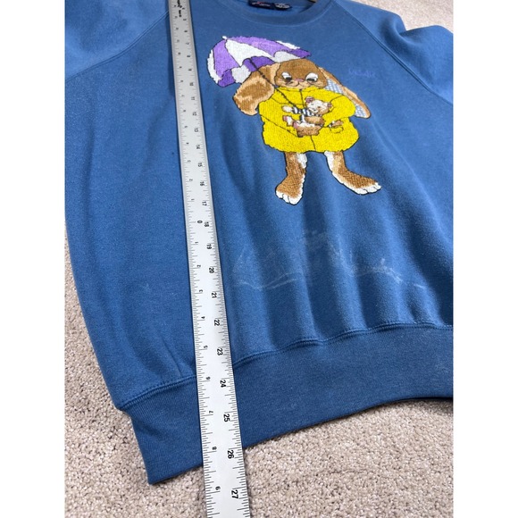 VTG Daniel Hechter Paris Crewneck Sweatshirt Bunny Rabbit Graphic Grannycore L - Picture 9 of 9